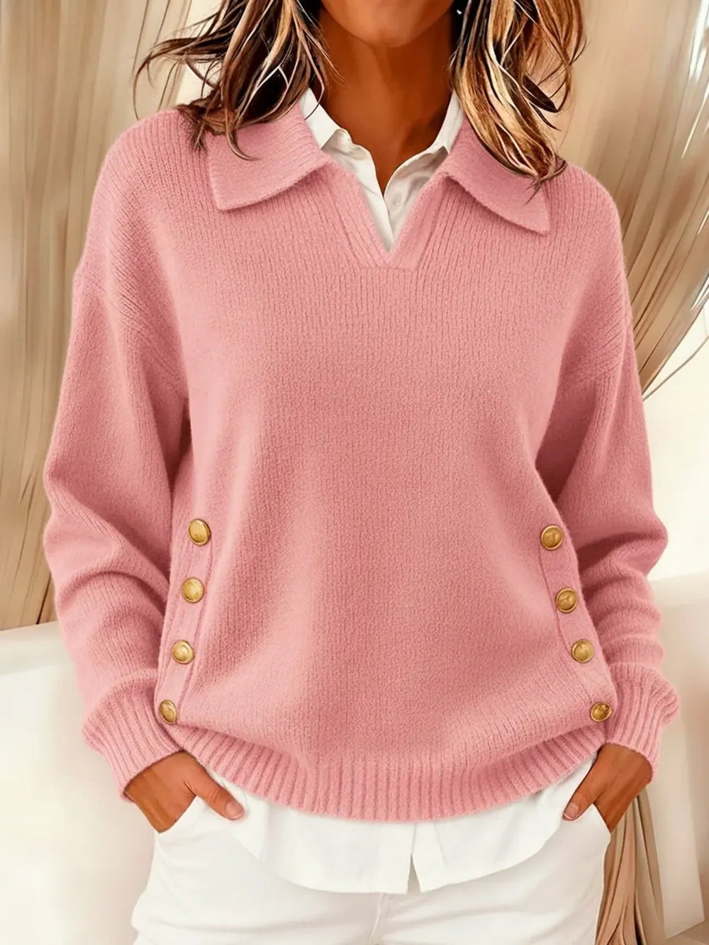 Bernardete | Camisola com Gola Polo e Botões