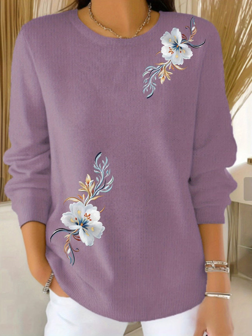 Meyla | Camisola de Malha com Detalhes Florais