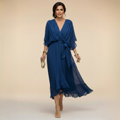 Mónica - Vestido de chiffon com decote em V