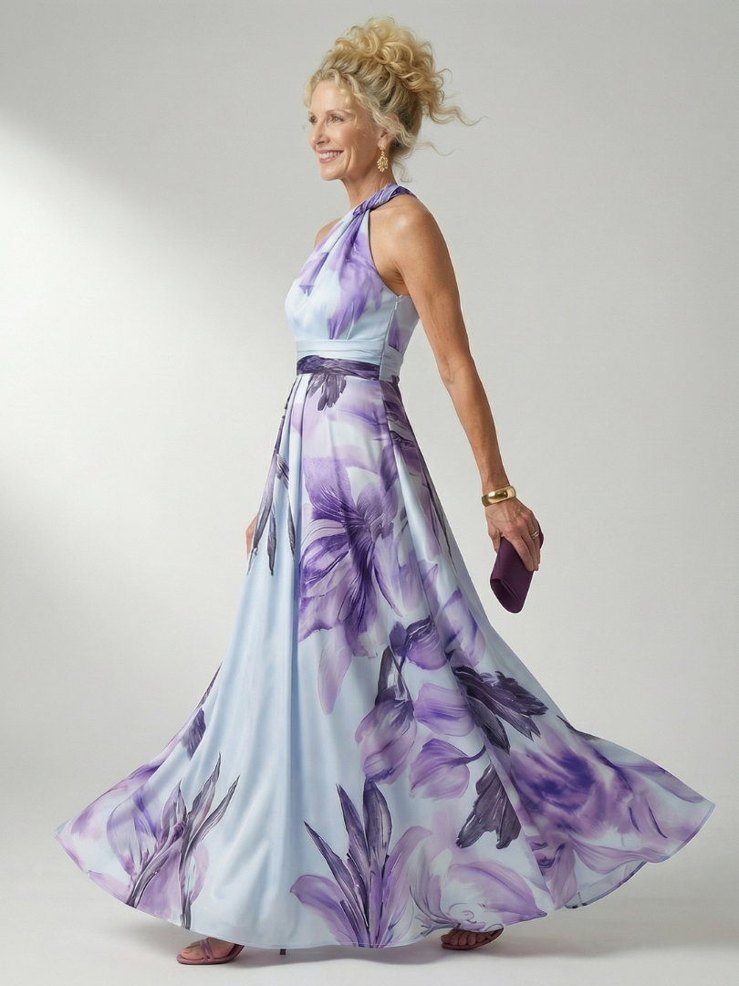 Antónia | Vestido Comprido Floral com Decote Halter