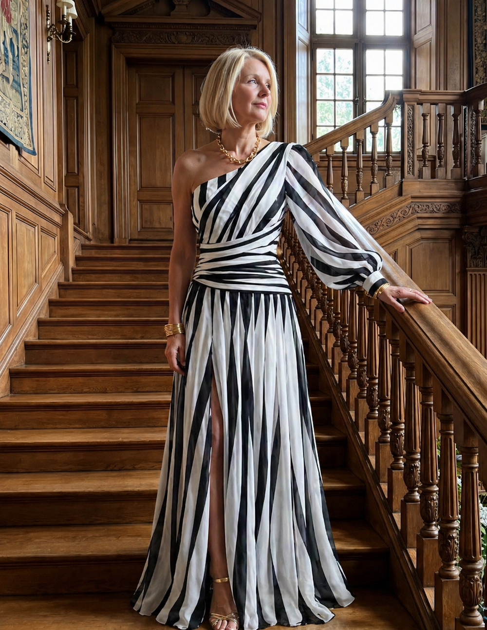 Adelaide | Vestido Comprido Fluido de Um Ombro