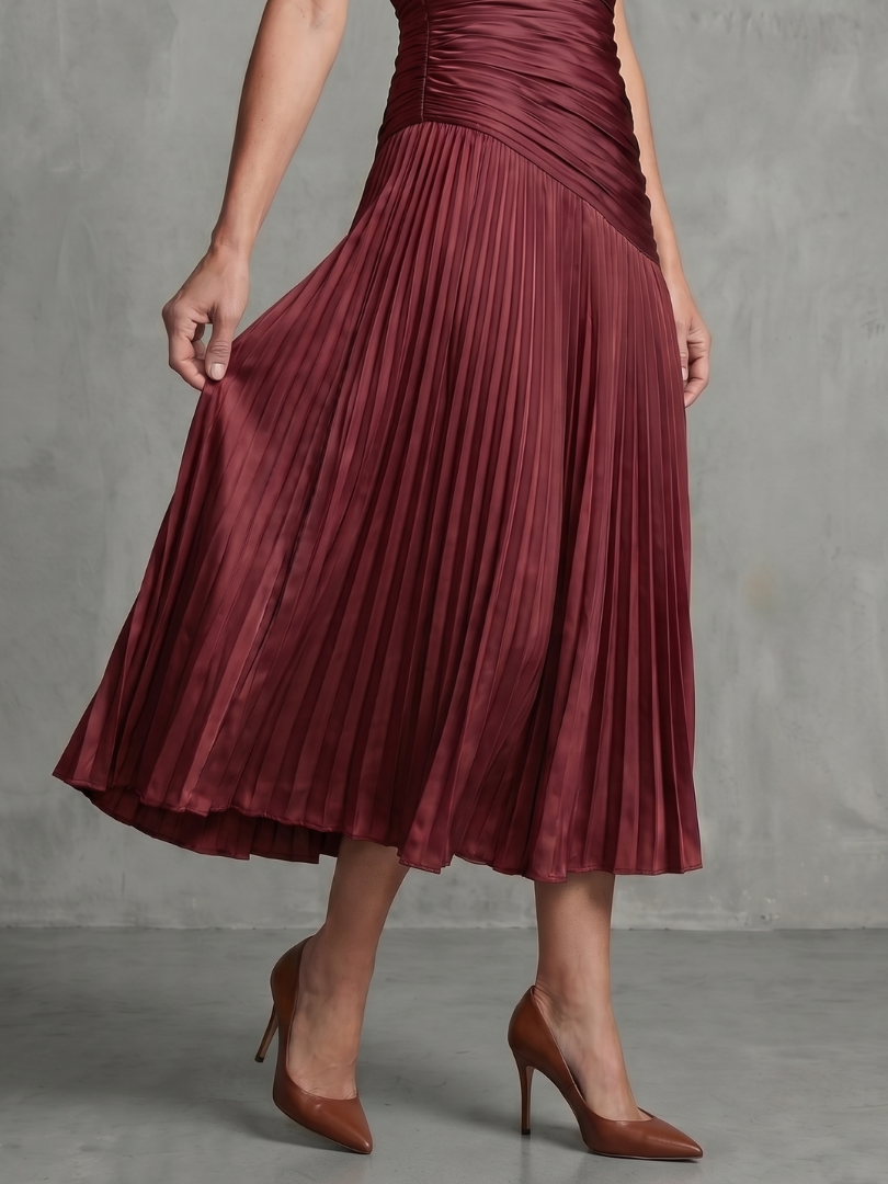 Mercedes | Vestido Midi às Riscas com Cintura Plissada