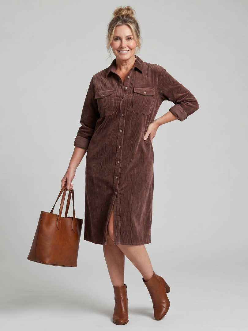 Dora | Vestido Midi com Botões e Bolsos