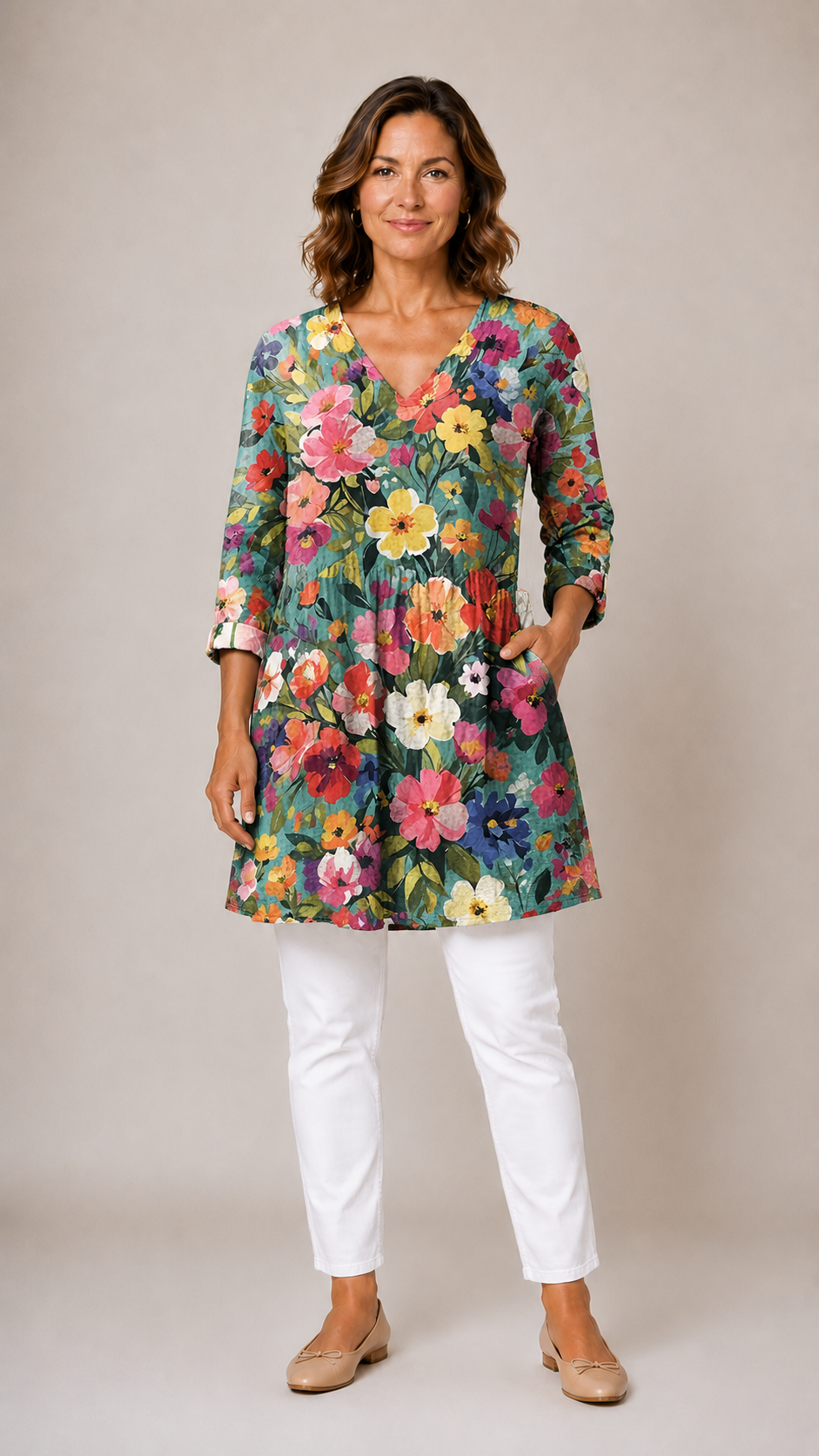 ANGEL | Dolga bluza z V-izrezom