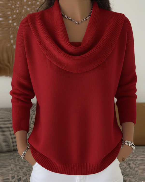 Camisola Lisa com Gola Peluda