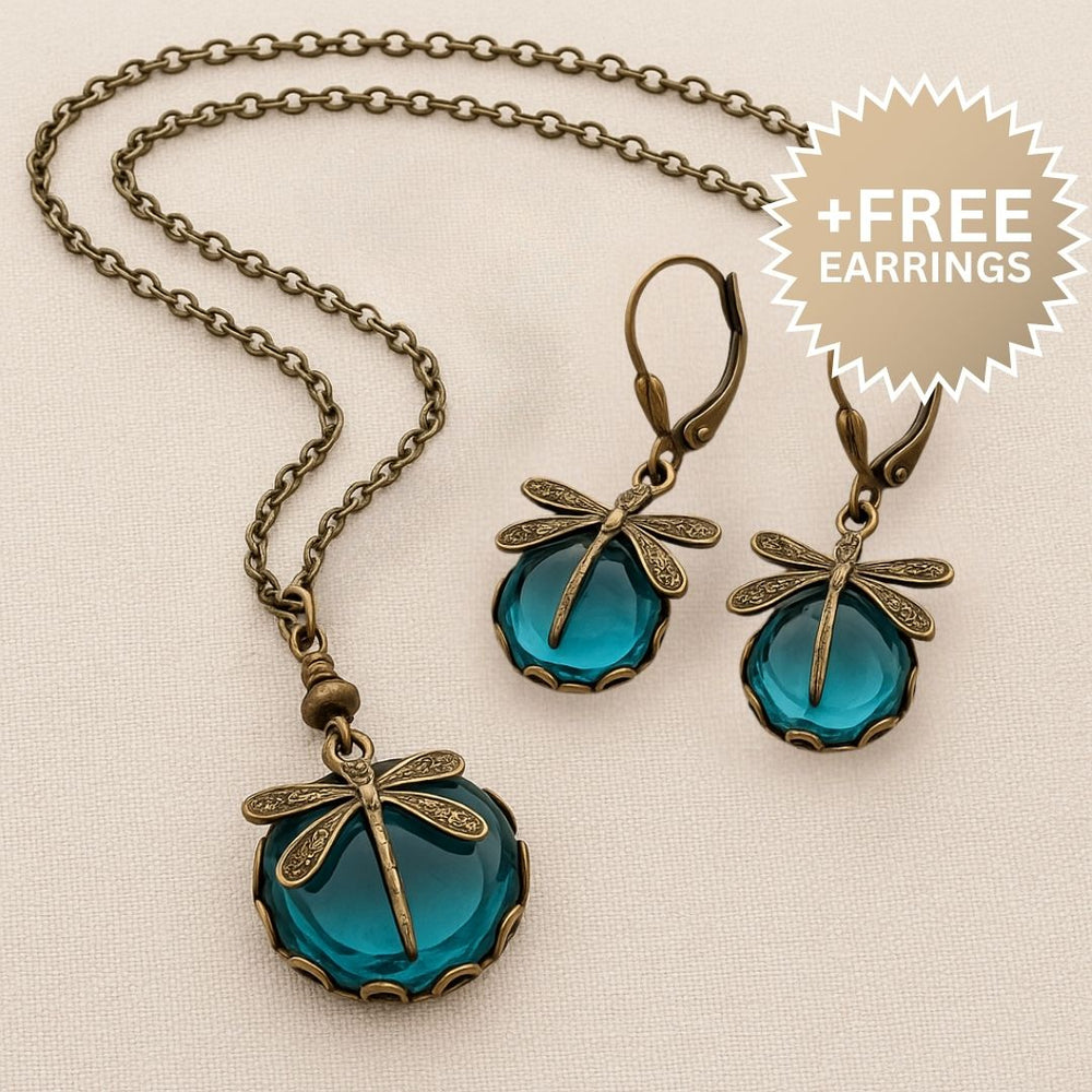 Ermelinda | Conjunto Colar e Brincos Libélula Vintage