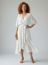 Mirela | Vestido Midi Suavemente Drapeado