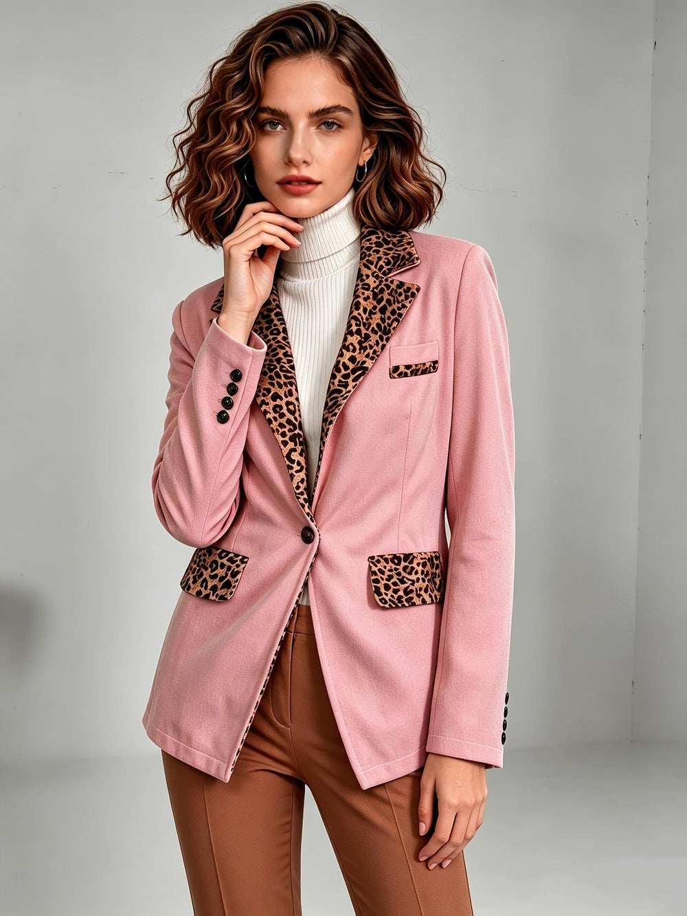 Clementina | Blazer de Veludo com Detalhes Leopardo