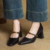 Sapatos de Salto Marleon em Couro