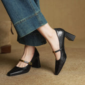 Sapatos de Salto Marleon em Couro