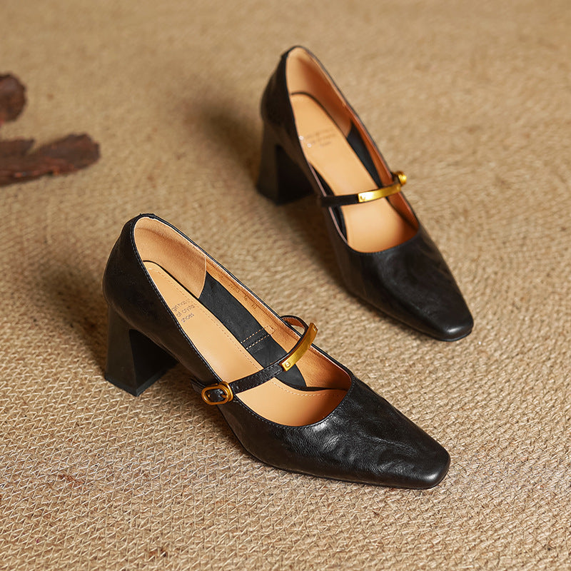 Sapatos de Salto Marleon em Couro
