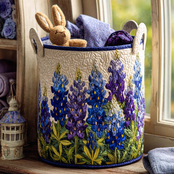 Caminho de Flores Azuis | Cesto de Roupa Feito à Mão