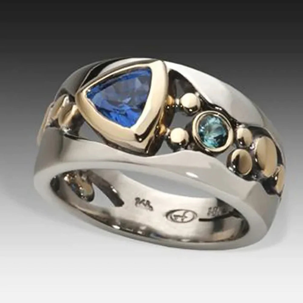 Vintage-Blaue Kristall-Ring
