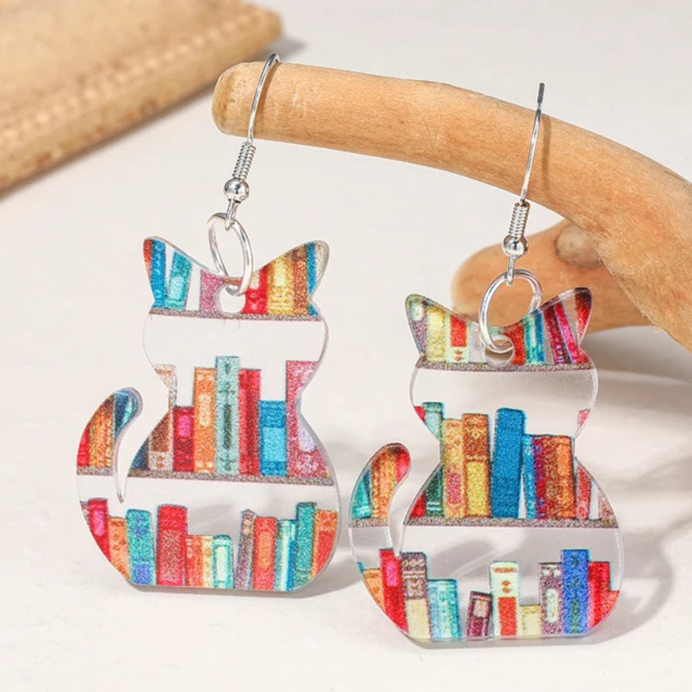 Felisbela | Brincos Gato Estante de Livros
