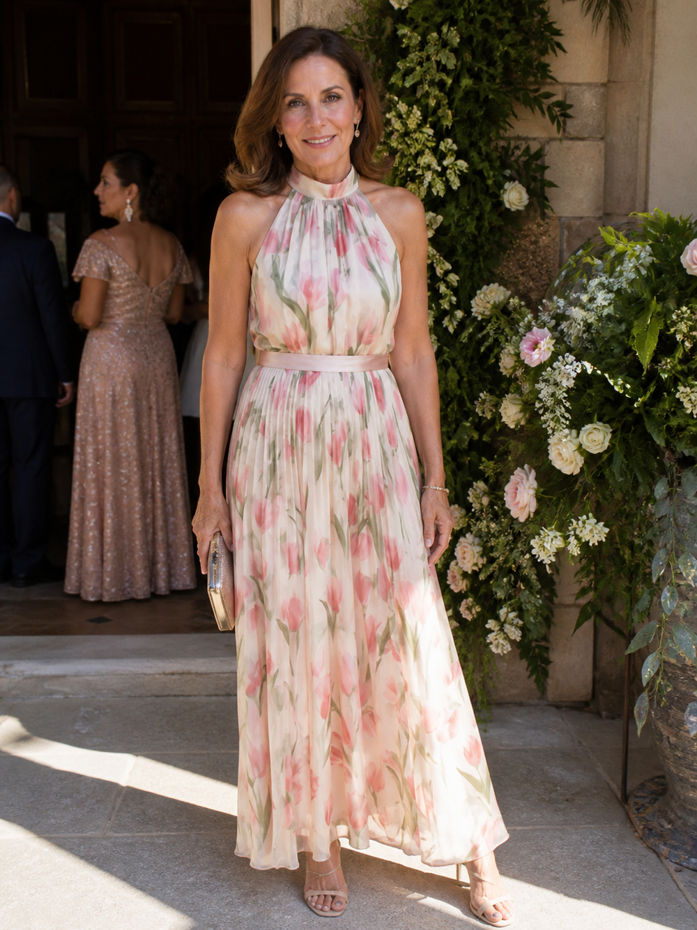 Juliana | Vestido Midi Floral com Decote Halter