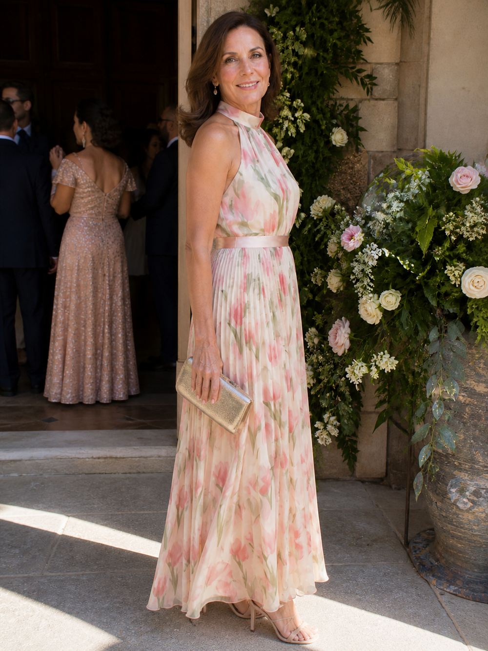 Juliana | Vestido Midi Floral com Decote Halter