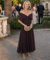 Aurora | Vestido Midi Fluido com Ombros Descobertos