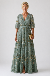 Ema | Vestido Floral Comprido com Decote em V