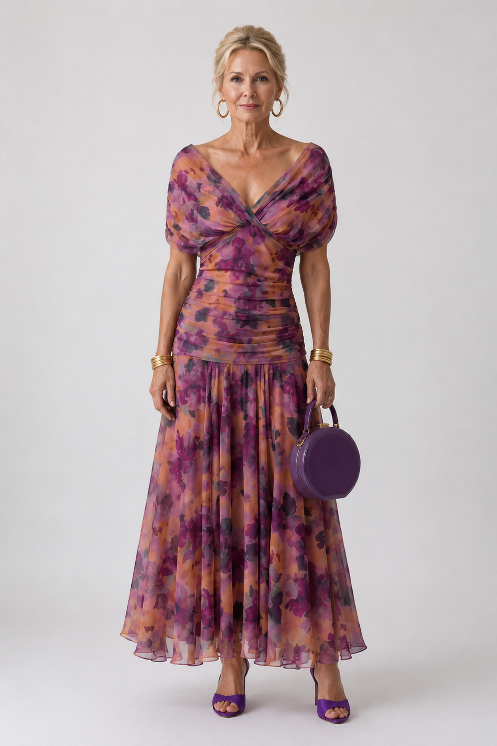 Aurora | Vestido Midi Fluido com Ombros Descobertos