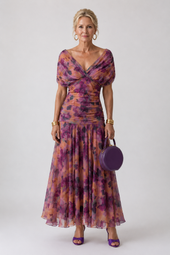 Aurora | Vestido Midi Fluido com Ombros Descobertos
