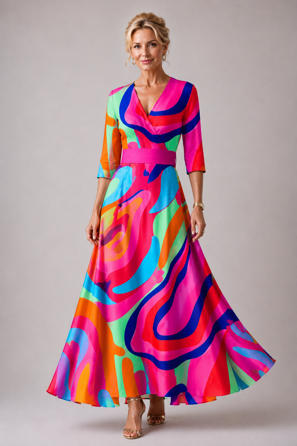Flávia | Vestido Comprido Fluido com Decote em V