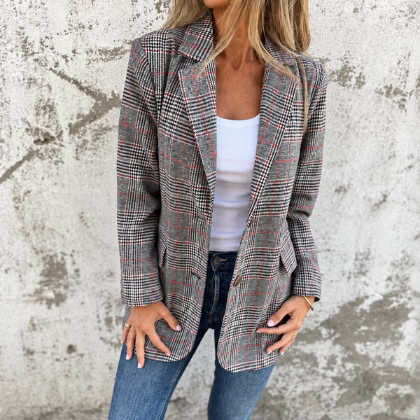 Frieda | Blazer Xadrez Descontraído com Lapelas