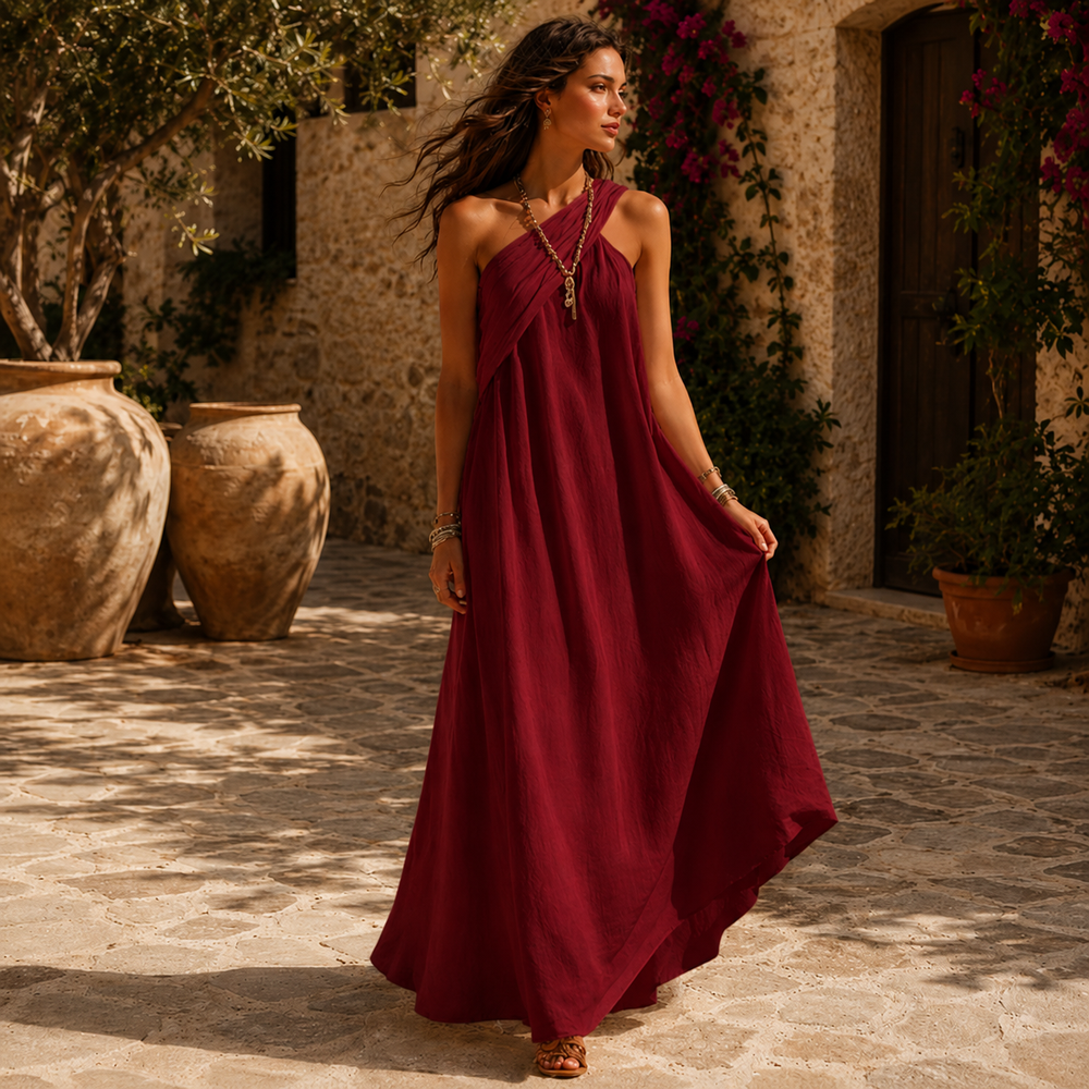 VERA – Vestido Maxi Cruzado para Mulher