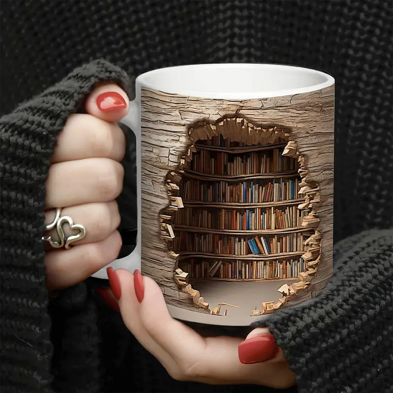 Caneca Biblioteca com Efeito 3D
