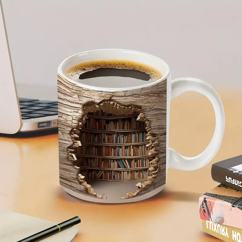 Caneca Biblioteca com Efeito 3D