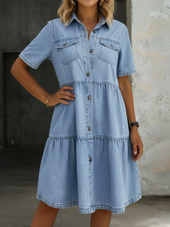 Sofia – Vestido de Ganga Midi Elegante e Descontraído