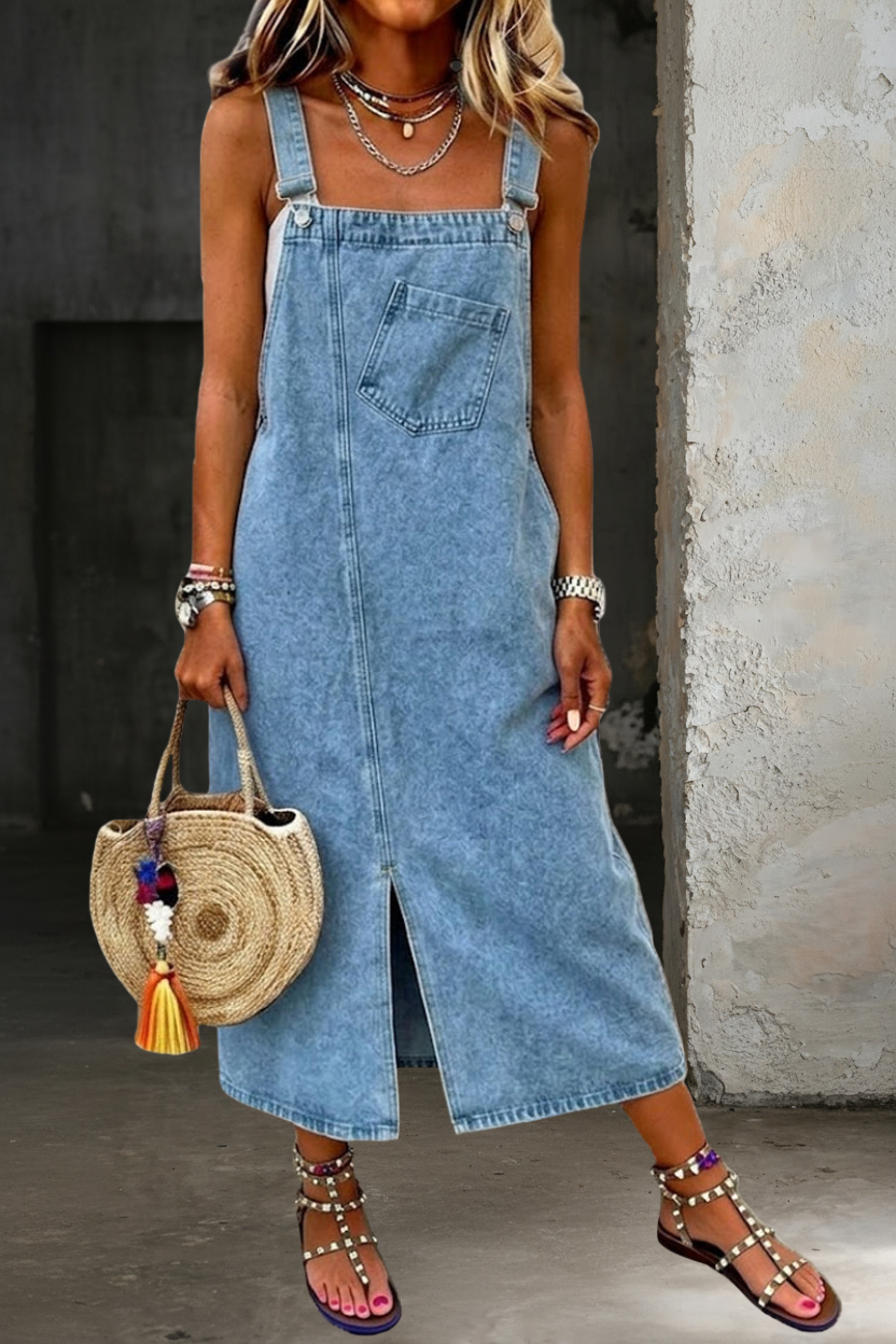 Susana - Vestido de Ganga Casual de Alças