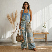 Maria Douro - Macacão Floral de Denim