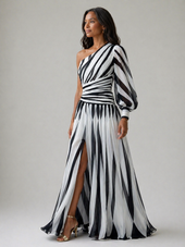 Adelaide | Vestido Comprido Fluido de Um Ombro