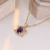 Lívia | Colar Tartaruga de Cristal Roxo