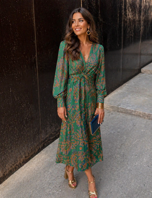 Íris | Vestido Midi com Torção na Cintura