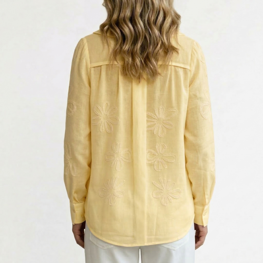 Alice - Blusa Romântica com Bordados de Margaridas