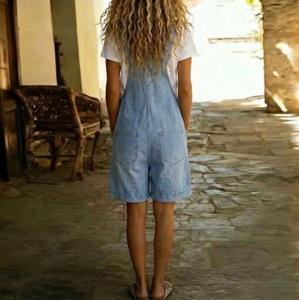 Liliana - Macacão Curto de Denim com Toque Suave de Algodão