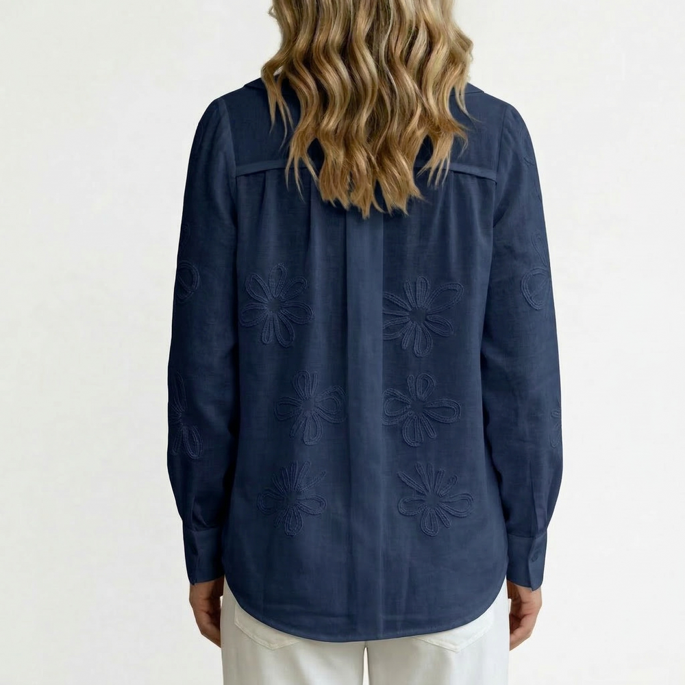 Alice - Blusa Romântica com Bordados de Margaridas