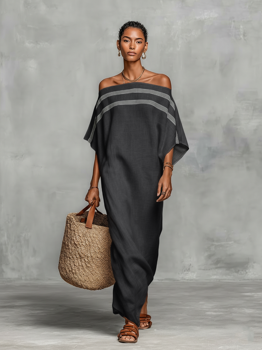 Amélia - Vestido maxi feminino minimalista em linho