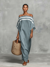 Amélia - Vestido maxi feminino minimalista em linho