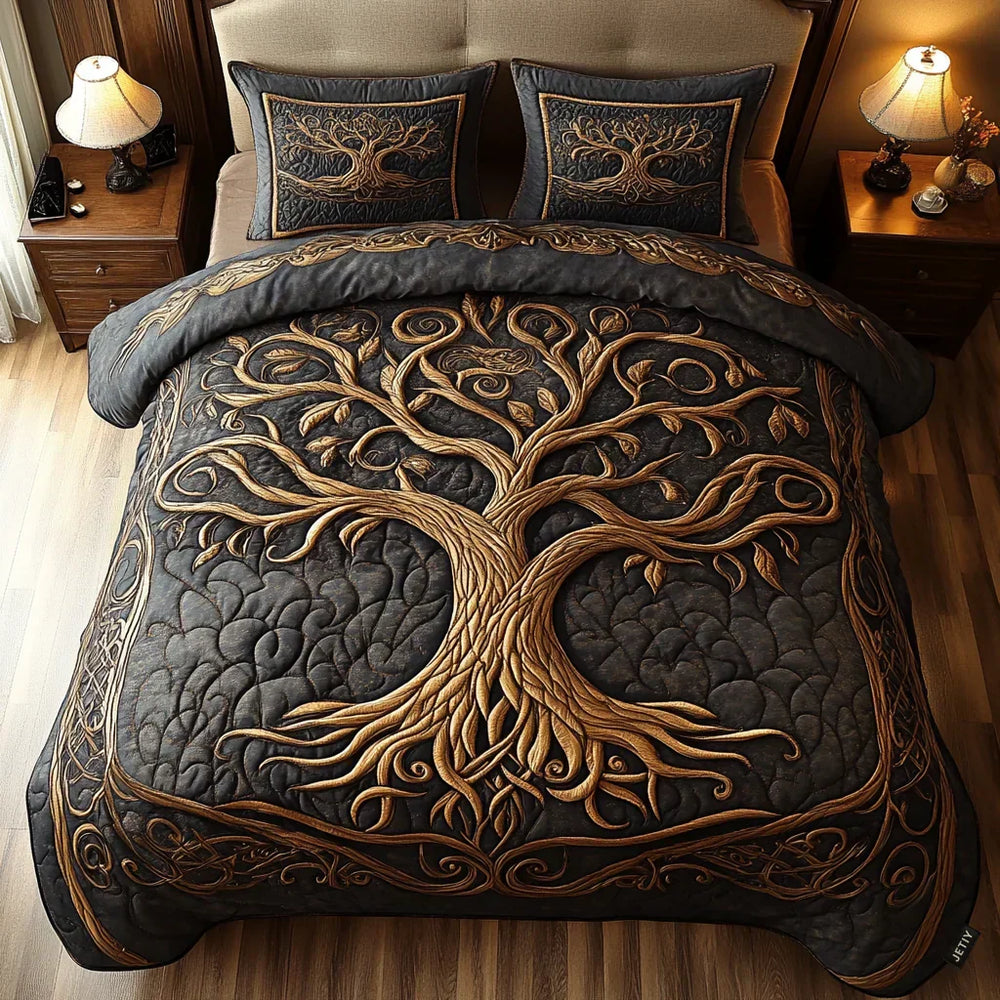 Conjunto de Cama 3 Peças Harmonia Dourada