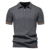 Polo de Meio Zíper - Textura Vertical