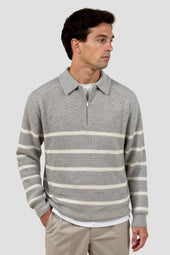 Constantino - Sweater Meio Zíper Listrado