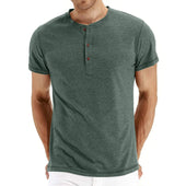 T-Shirt Henley - Malha Macia Gola