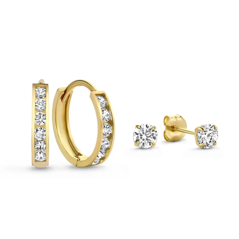 Stein-Ohrringe-Set Dara Brillane | Gold