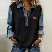 Odete | Sweatshirt Polo Bicolor com Gola Efeito Ganga