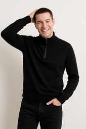 Pullover de Malha - Meio Zíper