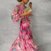Isabel | Vestido Traçado Floral Fluido