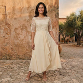 Leonor | Vestido de Chiffon com Corpete de Renda