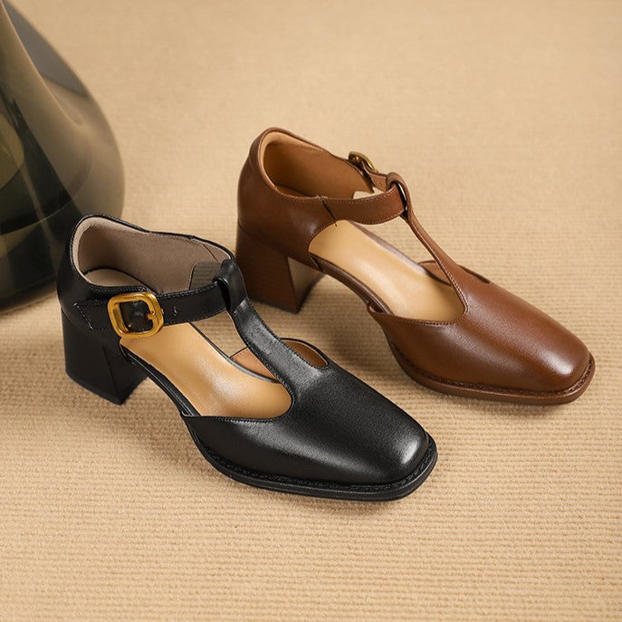 Sapatilhas de Couro Marcele T-Strap